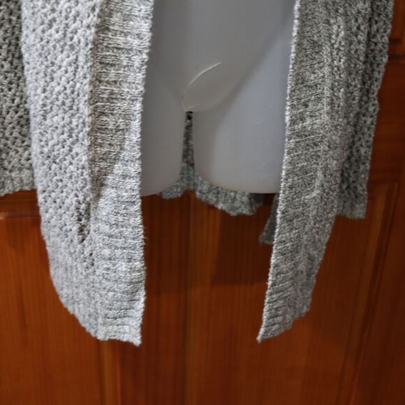 Hollister Vintage Y2K Gray Open Front Open Knit Hooded Cardigan Preppy Sweater L - Picture 11 of 14